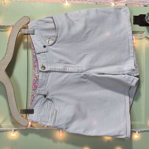 Women's Jones Sport Stretch 5 Pocket Flat Front Tan Khaki Shorts 10